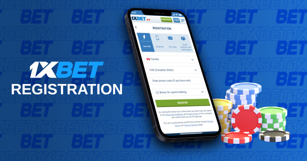 1xBet registration form displayed on a smartphone